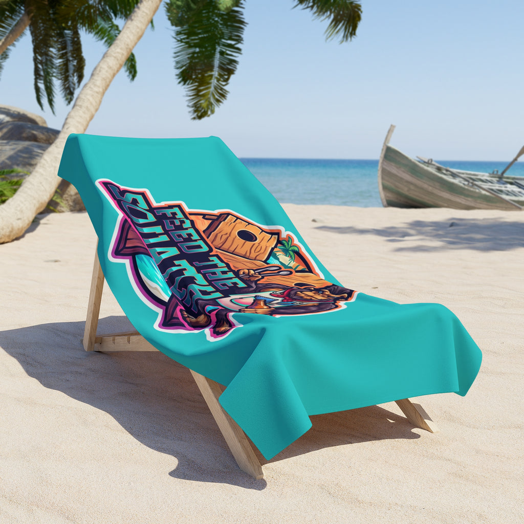 FTS Neon Palms Beach Towel - Bigfoot Graphic Beach Towel with Beach Flag Badge