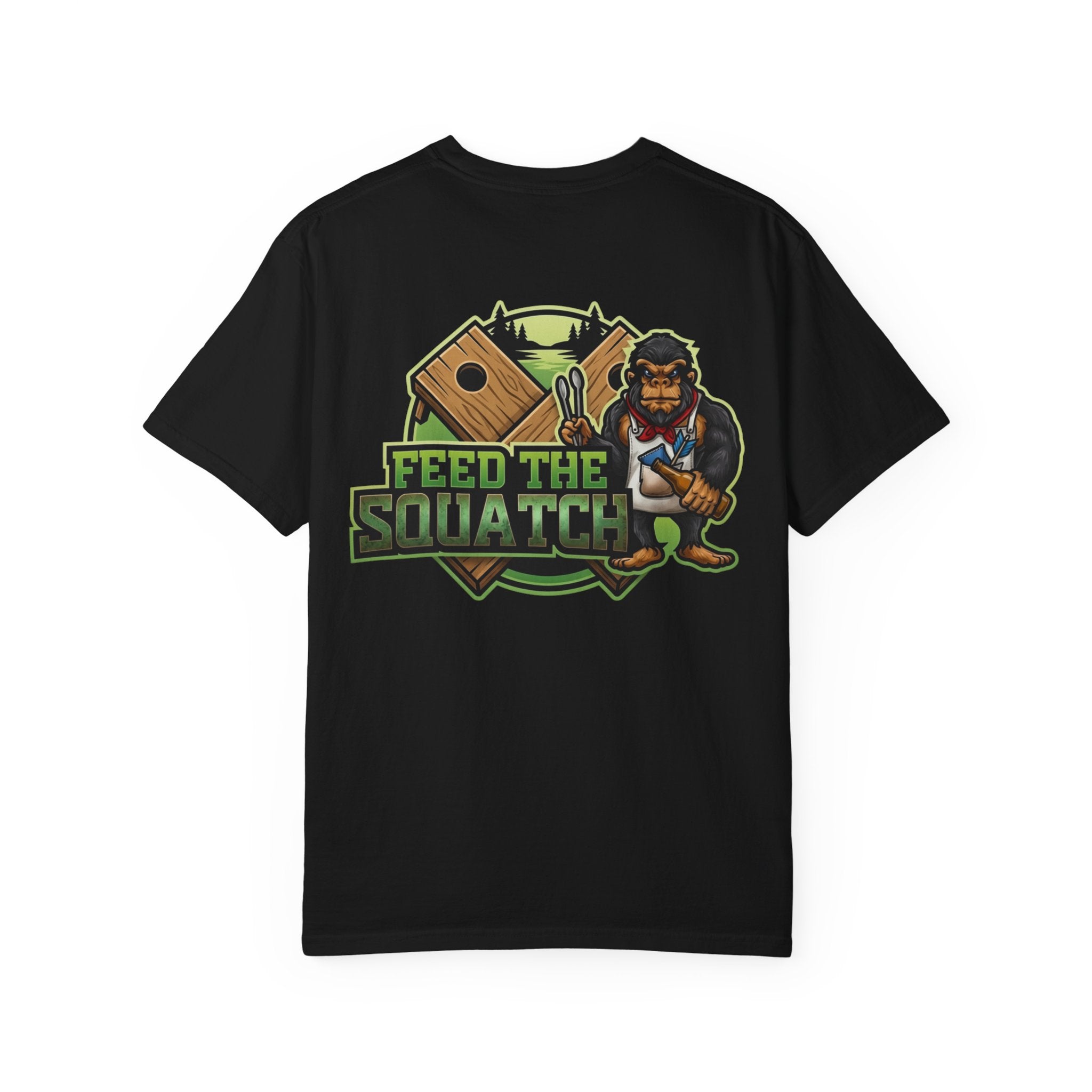 Feed the Squatch Michigan Pines Edition — Bigfood Graphic Tee with wilderness badge