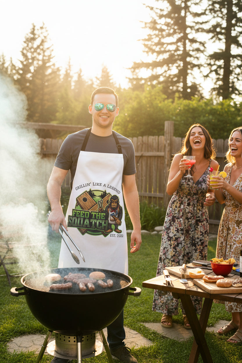 Feed the Squatch Apron — "Grillin' Like a Legend" Chef Apron