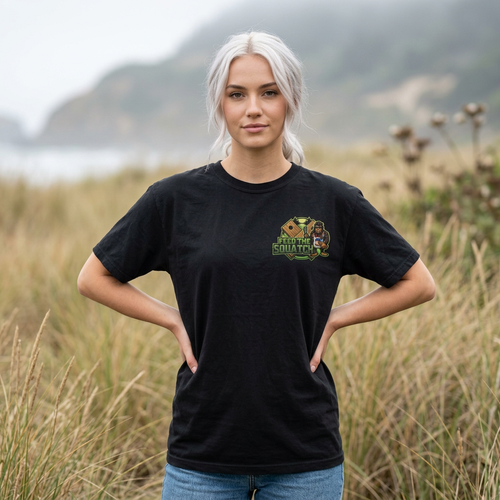Feed the Squatch Michigan Pines Edition — Bigfood Graphic Tee with wilderness badge