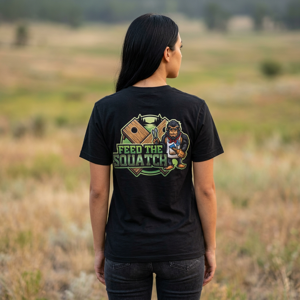 Feed the Squatch Michigan Pines Edition — Bigfood Graphic Tee with wilderness badge
