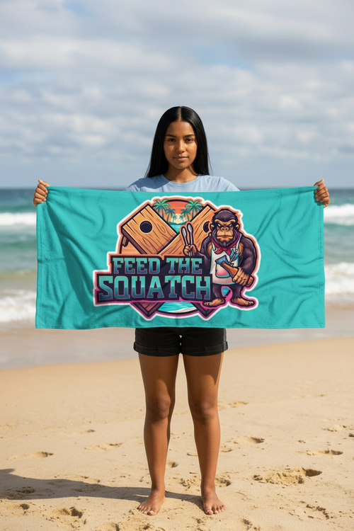 FTS Neon Palms Beach Towel - Bigfoot Graphic Beach Towel with Beach Flag Badge