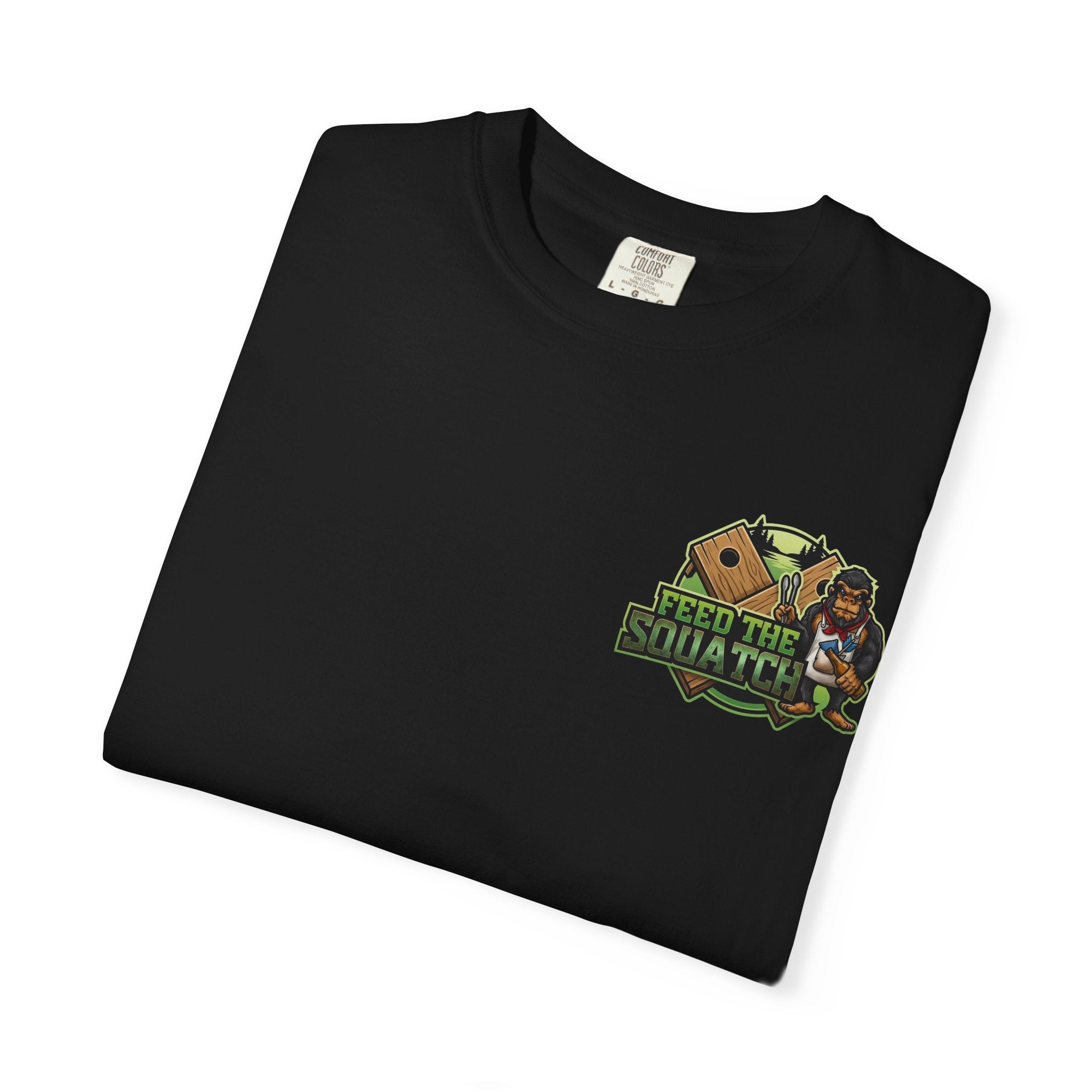 Feed the Squatch Michigan Pines Edition — Bigfood Graphic Tee with wilderness badge