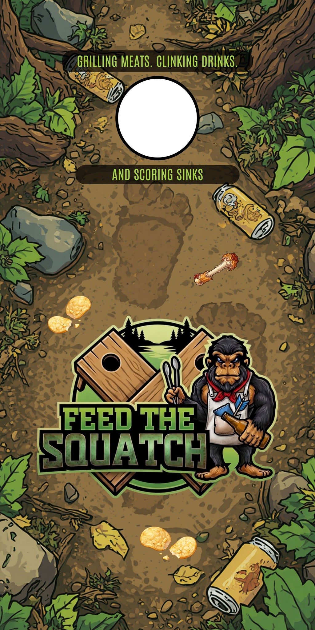 Feed The Squatch Cornhole Board Wraps
