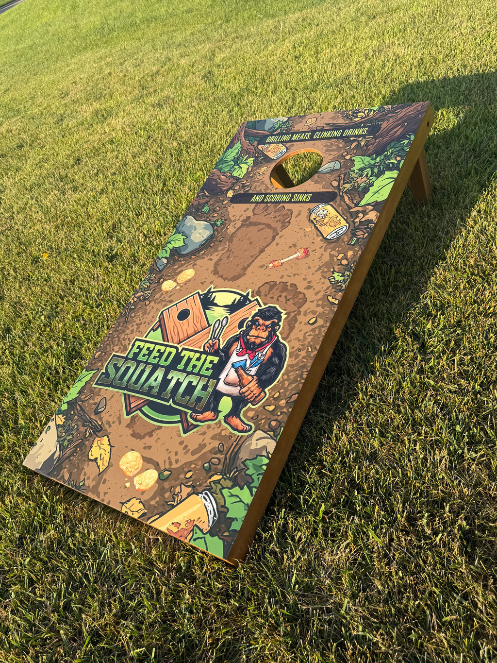 Feed The Squatch Cornhole Board Wraps