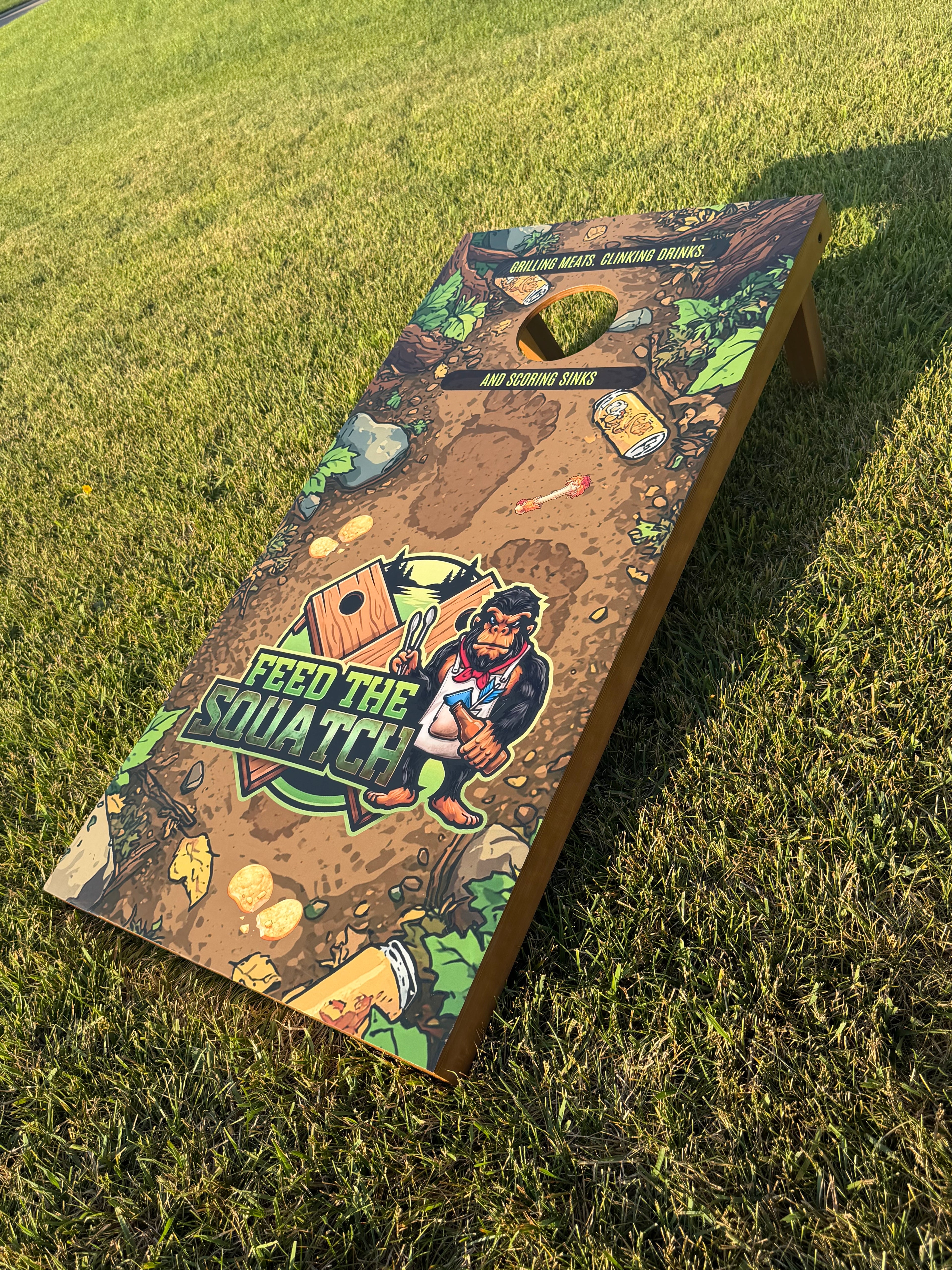 Feed The Squatch Cornhole Board Wraps